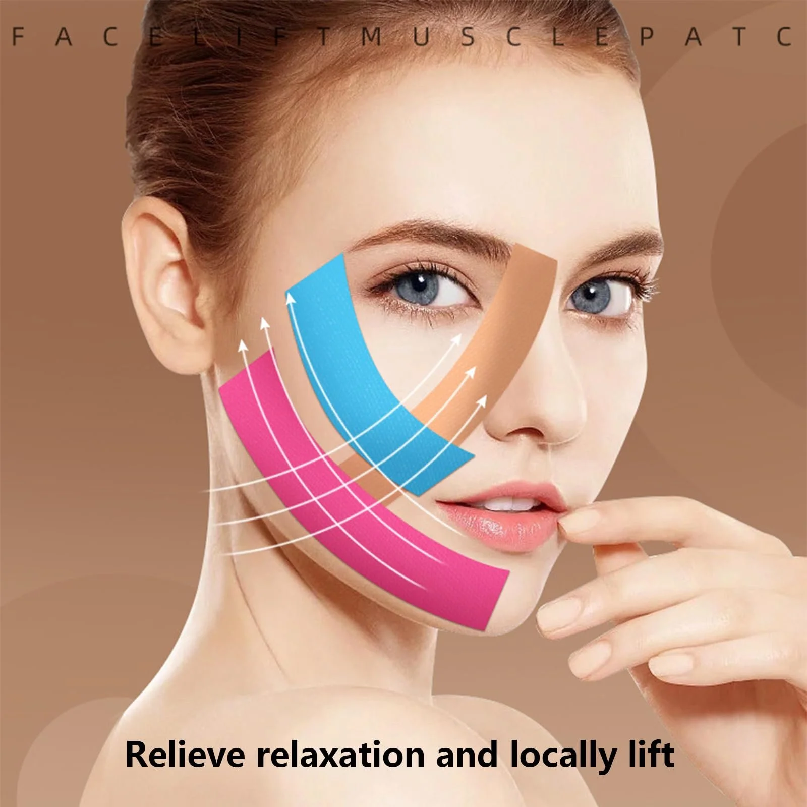 Стрічки для підтяжки обличчя Рожевий, 2 шт, фото №2