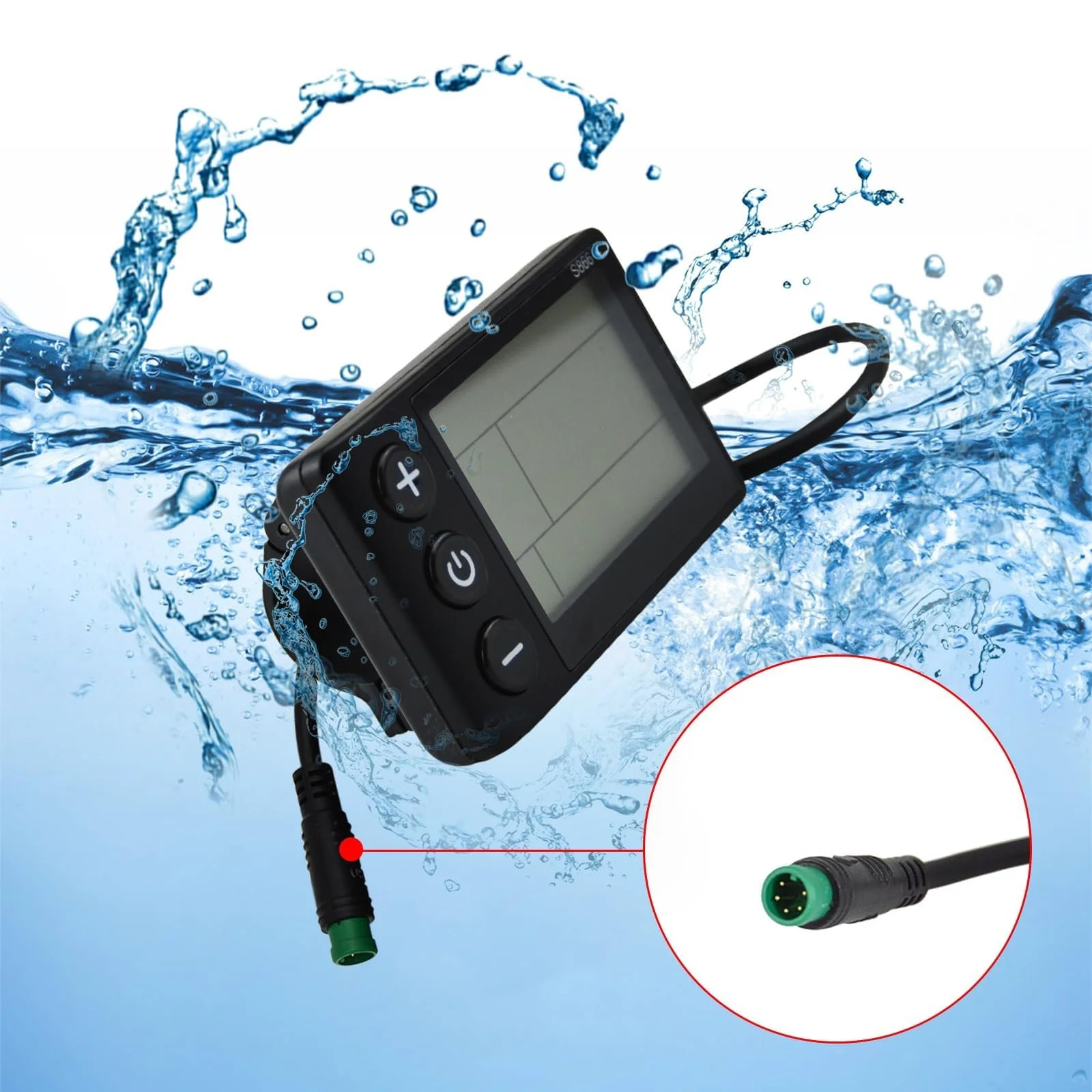 Велокомпьютер S866 LCD дисплей 24 V 36 V 48 V 5-пиновый водонепроницаемый разъем, фото №5