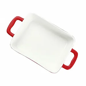 Форма для запекания OUNONA прямоугольная керамическая для духовки и посудомоечной машины Красная. - Фото 1