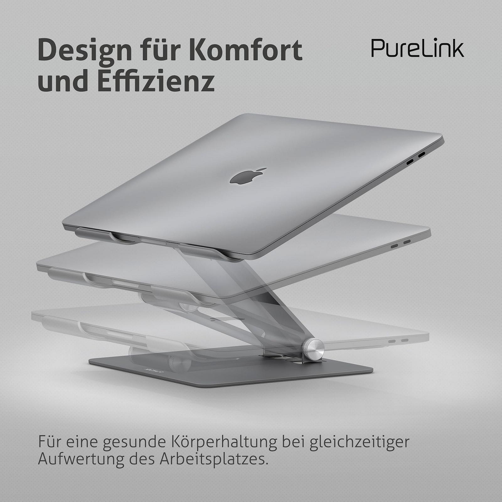 Регулируемая по высоте подставка для ноутбука PureLink Vuelogic, эргономичная подставка для ноутбука для столов, домашнего офиса, алюминиевая подставка для ноутбука с нескользящими накладками и охлаждением/вентиляцией, космический серый, фото №4