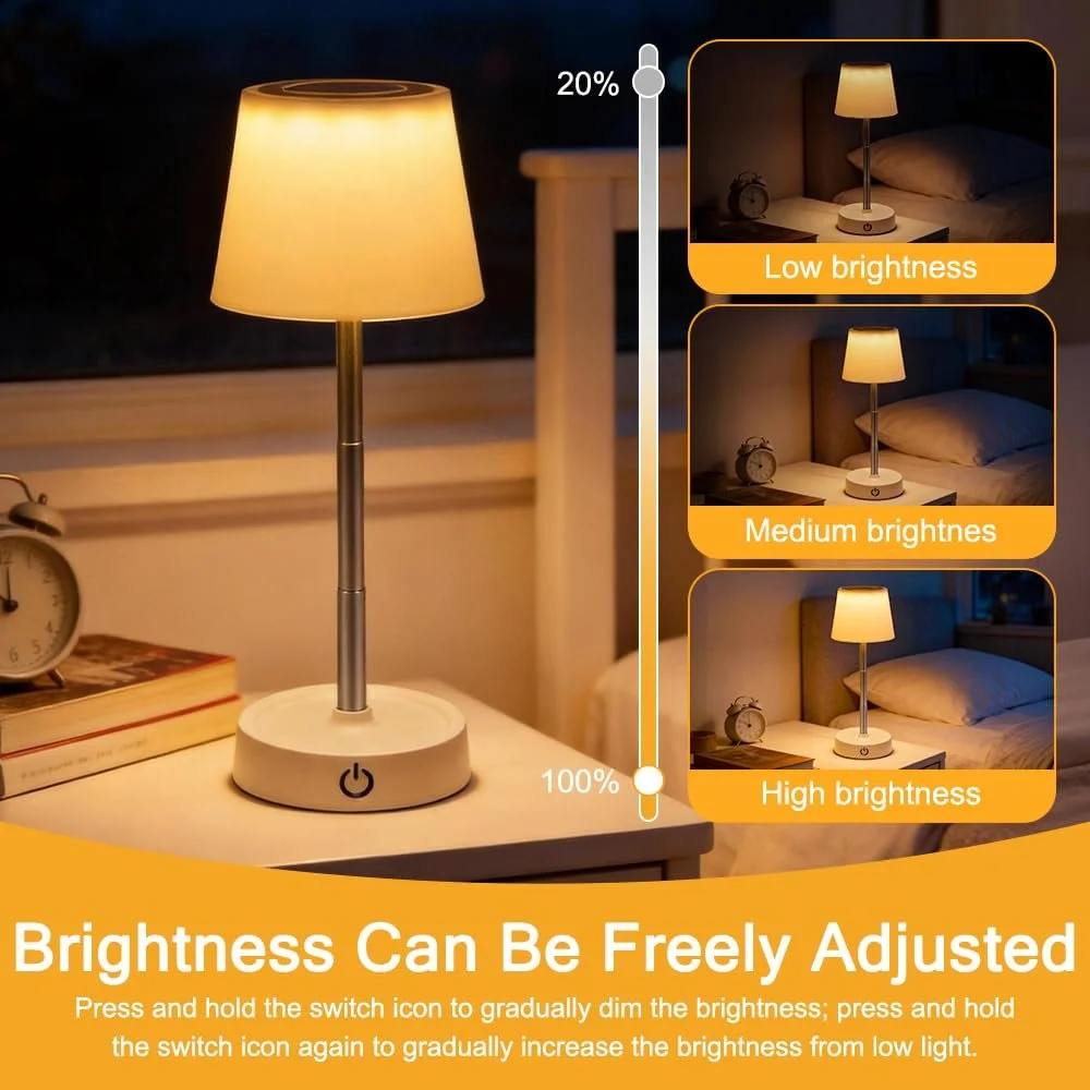 Настільні лампи LED набір 2 шт телескопічні регульовані за висотою бездротові акумуляторні USB сенсорні з димуванням, фото №4