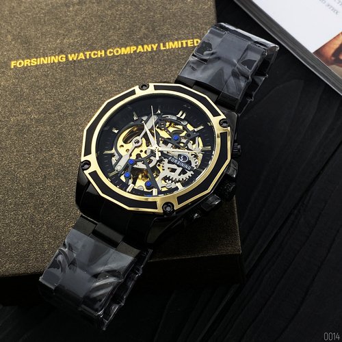 Годинник Forsining 8130 Black-Gold-Black, фото №2