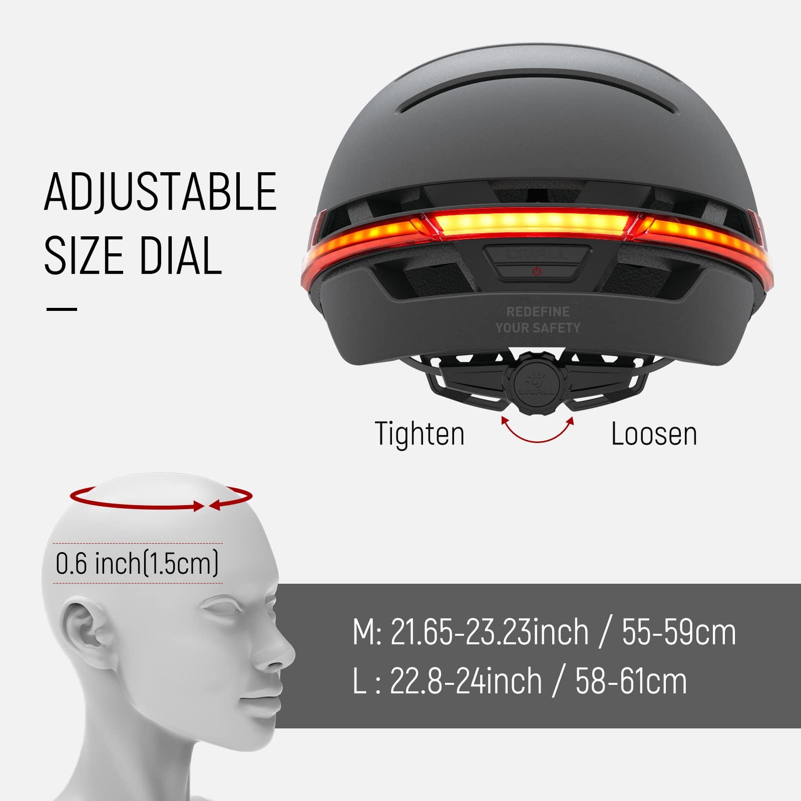 Шолом LIVALL BH51M Bluetooth Smart велосипедний з вбудованим мікрофоном та динаміками, сигнальними вогнями, датчиком Auto Sensor, фото №4