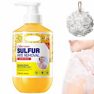 Гель для душу, шампунь та засіб для вмивання Sulphur з сіркою рідкий без ароматизаторів 1 шт. - Фото 1