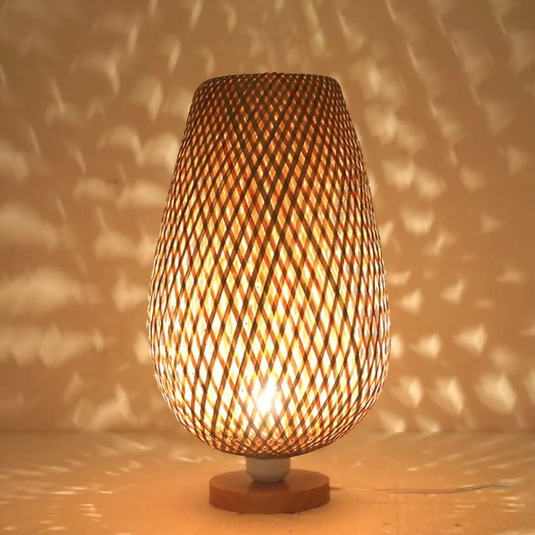 Настільна лампа Bamboo Woven Zen Style Bamboo Lampshade Decorative Night Light, фото №5