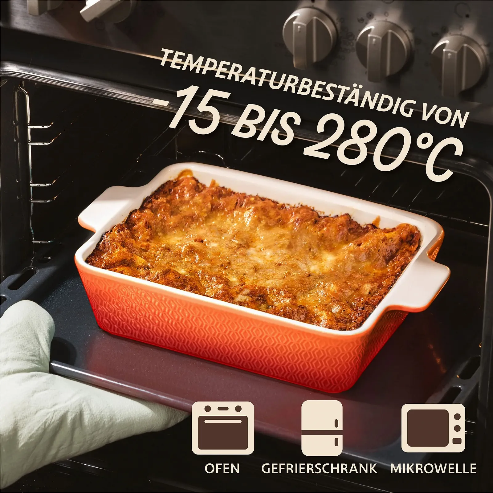 Форма для запекания Praknu керамическая 28 х 22 х 8 см Orange Red, фото №5