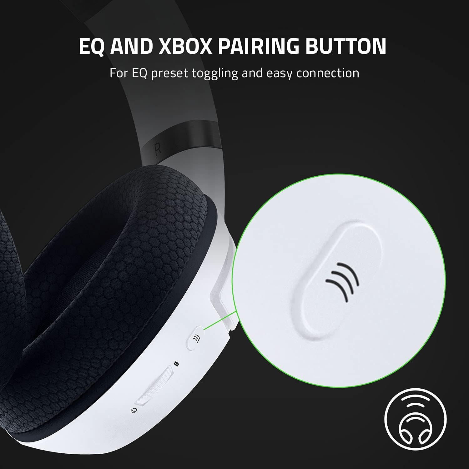 Геймерські бездротові навушники Razer Kaira for Xbox / Bluetooth 5.0 / Радіоканал Xbox Wireless / ENC / До 15 годин роботи / Біло-чорні (RZ04-03480200-R3M1), фото №5