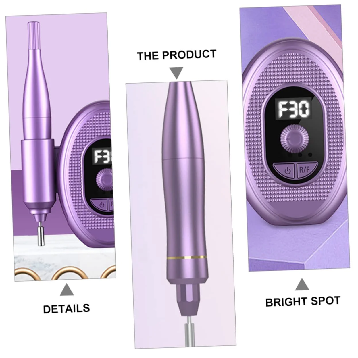 Электрическая машинка для ногтей OATIPHO Регулируемая Аккумуляторная Фиолетовая, фото №3 Электрическая машинка для ногтей OATIPHO Регулируемая Аккумуляторная Фиолетовая, фото №3