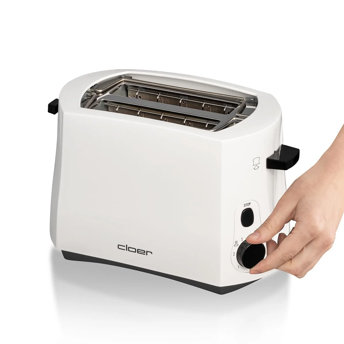 Тостер Cloer Cool Wall 331, 825 Вт, 2 скибочки, інтегрована насадка для булочок, піддон для крихт, ліфтер, білий, фото №7