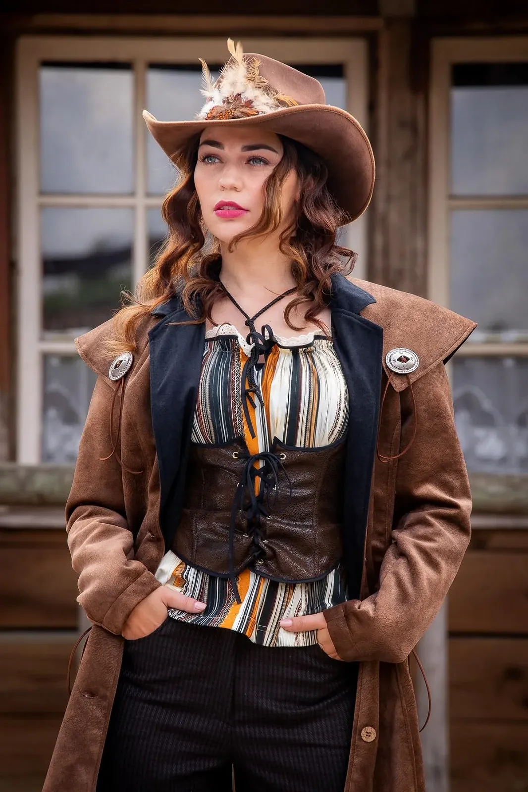 Женское пальто WILBERS & WILBERS Jane 320432 Western Коричневый, ковбойский стиль, фото №5