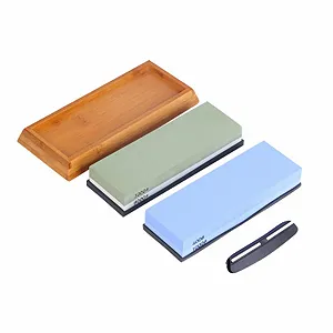 Набір точильних каменів 400-8000 з білого корунду з бамбуковою основою та направляючою кута заточування - Фото 1