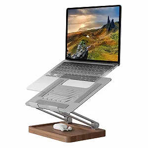Подставка для ноутбука muso wood Регулируемая по высоте - изготовлена из алюминия и орехового дерева - Универсальная вентилируемая подставка для ноутбука для стола Подставка для ноутбука - Фото 1