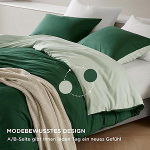 Постільна білизна Degrees of Comfort, 4 предмети, 135 x 200 см, шавлієво-зелений, світло-зелений, підодіяльники на блискавці, двосторонній комплект з матової мікрофібри, 2 підодіяльники та 2 наволочки 80 x 80 см synthetic.ua - Фото 1