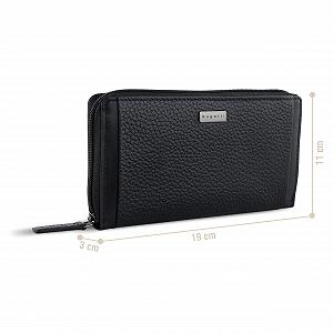 Кошелек bugatti Sina Long Zip Женский Кошелек Из Натуральной Кожи Женский, черный, Элегантный synthetic.ua - Фото 1