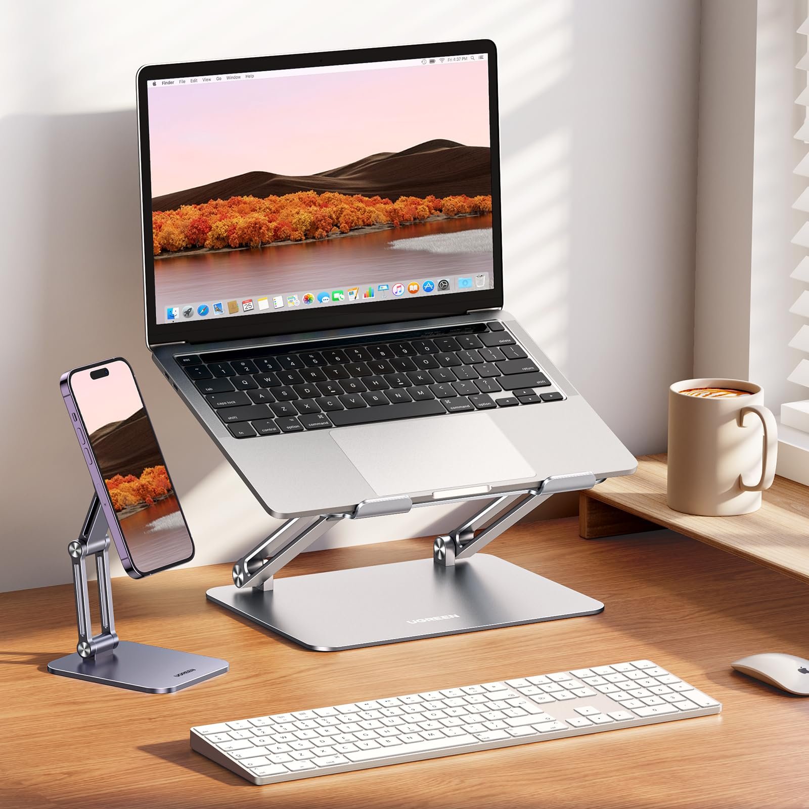 Підставка для ноутбука UGREEN Регульована по висоті Складна Вентильована Сумісна з усіма ноутбуками 10-17,3 дюймів Silver, фото №5