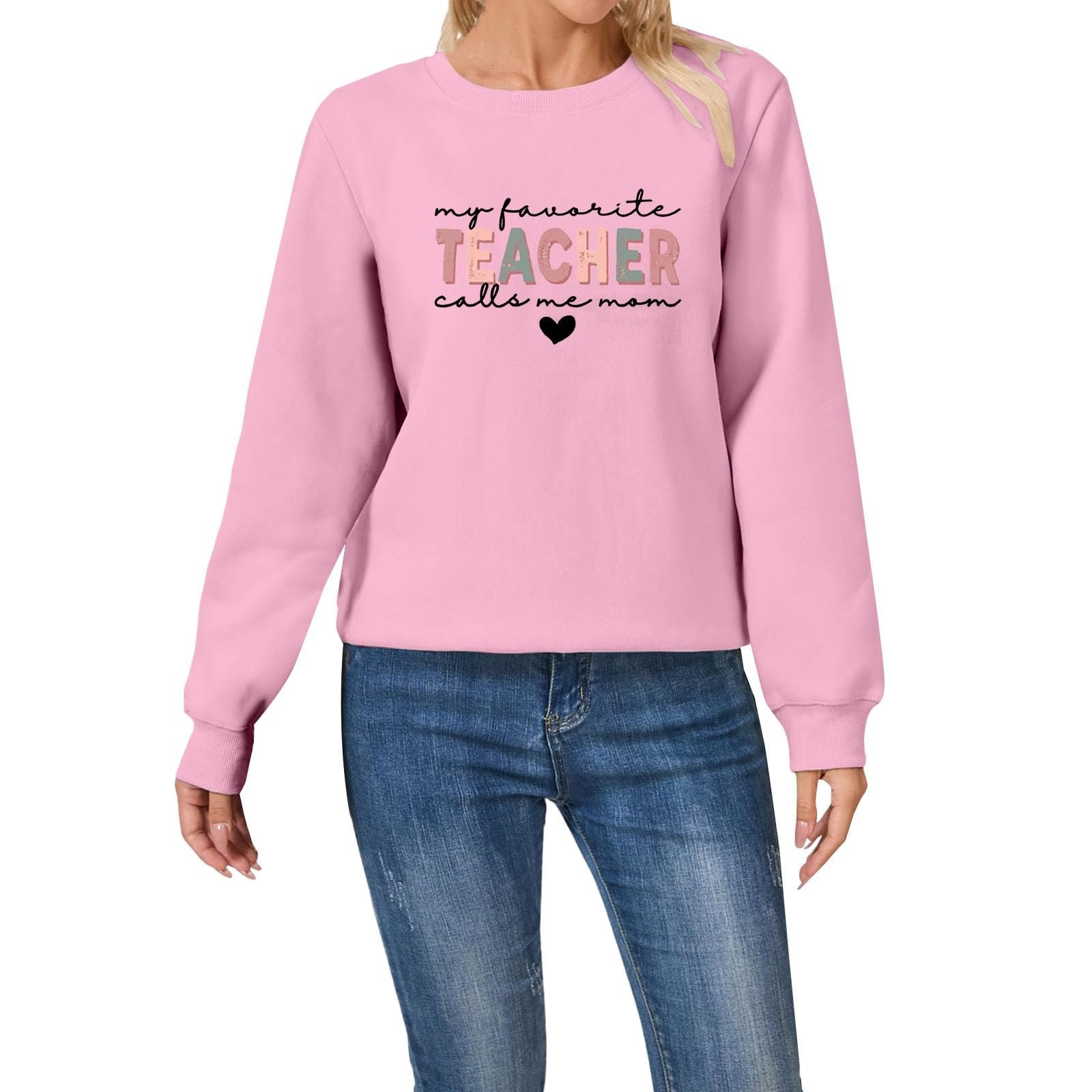 Женский Топ с Длинными Рукавами My Favorite Teacher Call Me Mom Флис Funny Teacher Life Круглый Вырез Mom Пуловер, фото №1