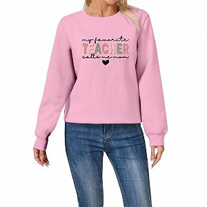 Женский Топ с Длинными Рукавами My Favorite Teacher Call Me Mom Флис Funny Teacher Life Круглый Вырез Mom Пуловер - Фото 1