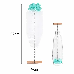 Щітка для пляшок 32 см з дерев'яною ручкою та губкою для SodaStream та скла synthetic.ua - Фото 1