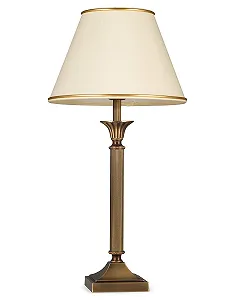 Настільна лампа Vintage Retro Art Nouveau Антична латунь Жовтий тканинний абажур - Фото 1