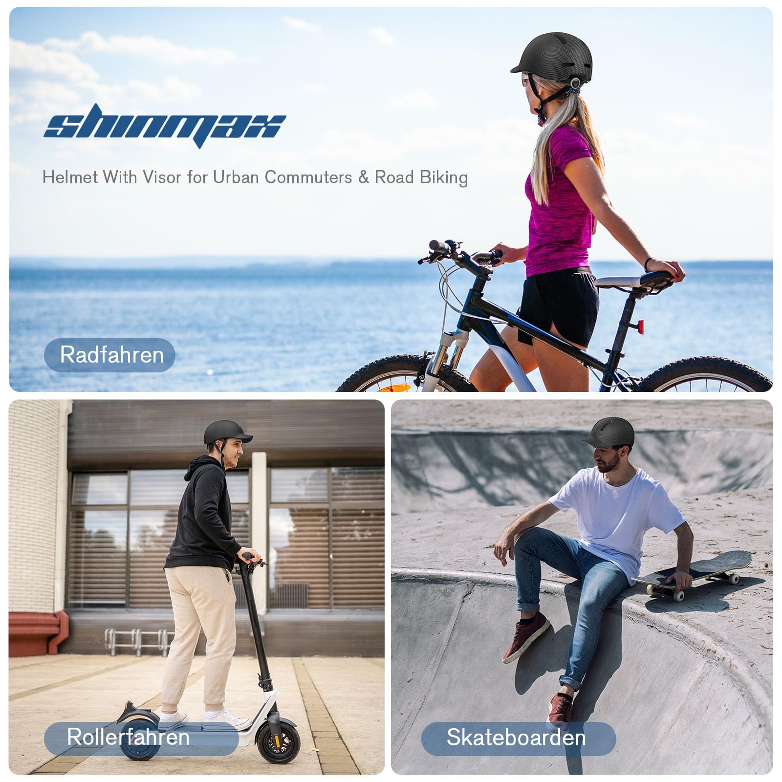 Шолом велосипедний Shinmax регульований з козирком та захистом від сонця, легкий та вентильований, фото №7