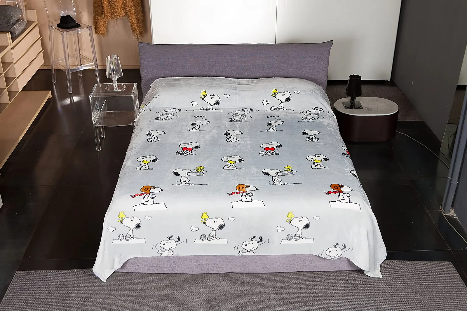 Покривало Kanguru Мікрофібра Snoopy Peanuts Сірий, 230 x 230 см Покривало для спальні, фото №2