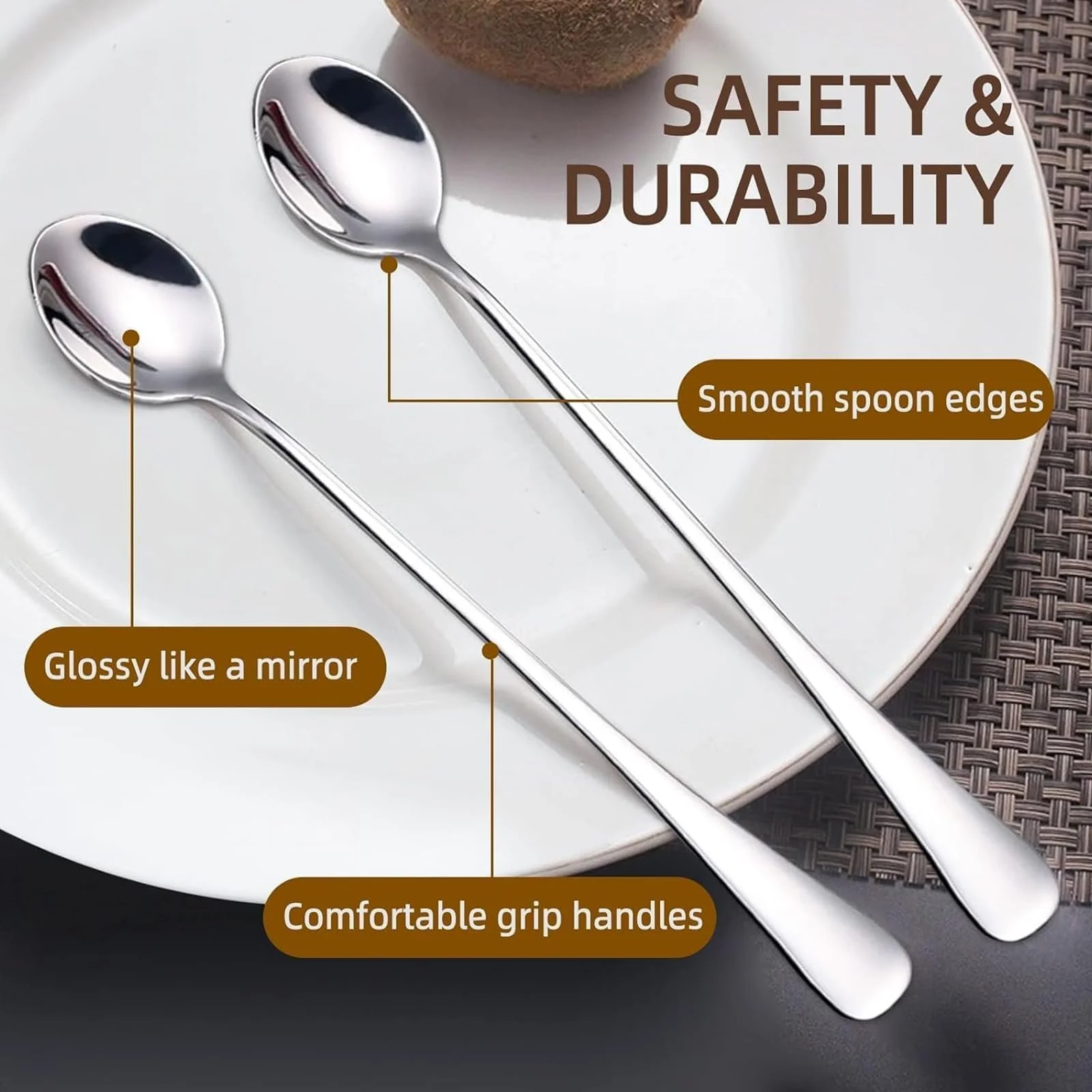 Ложка для лате макіато, Набір з 8 штук, 19.5 см, Довга, фото №3