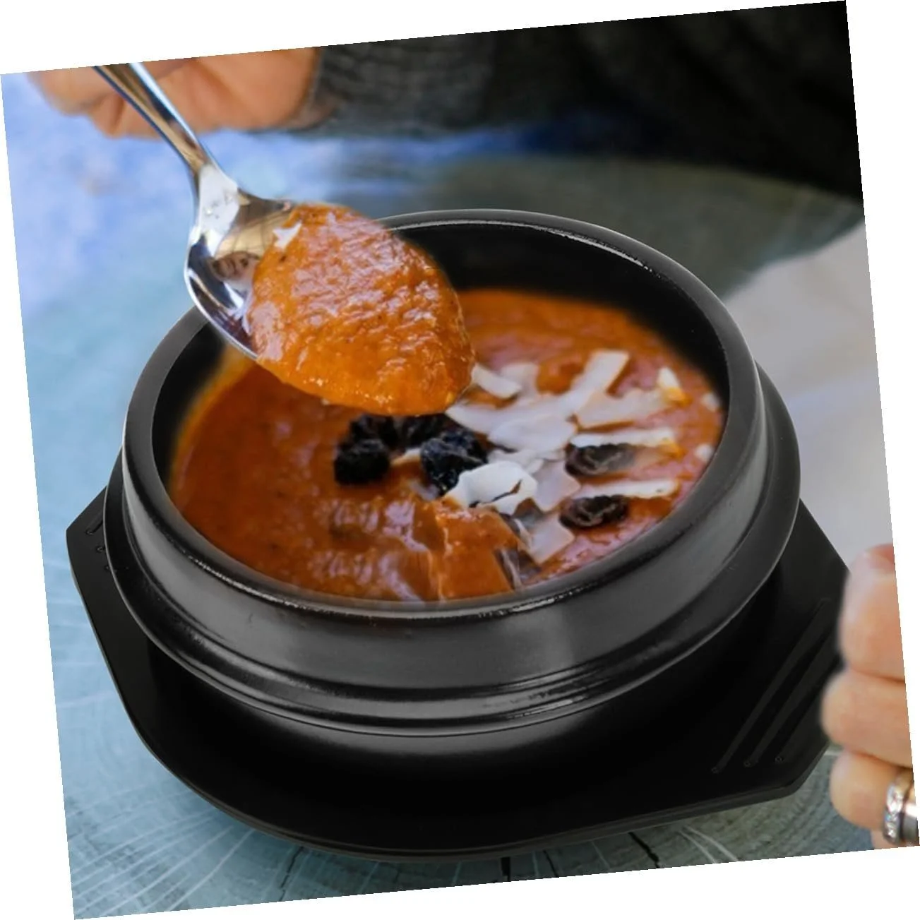 Керамічна каструля VILLCASE для бібімбапа та супу з термостійкою тацею з ручками, фото №8