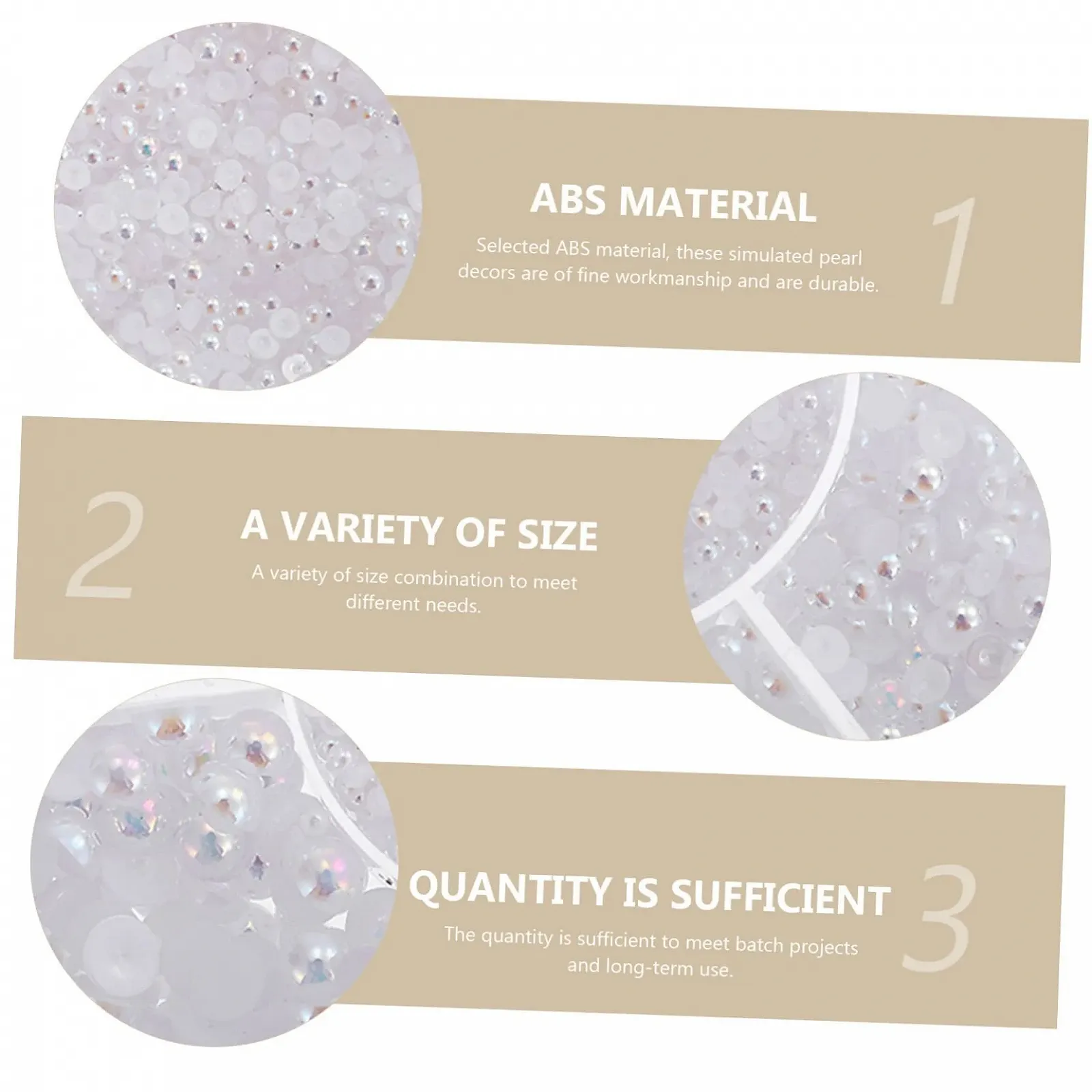 Декоративні перлини NUOBESTY, багатоцільові перлини для рукоділля, для ювелірних виробів, аксесуарів для волосся, одягу, напівперлини з високоякісного матеріалу для DIY-проєктів, фото №4