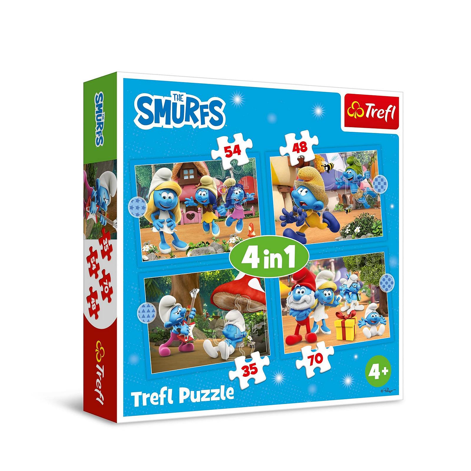 Пазлы Trefl Smurfs Smurf Village 4-в-1 35-70 элементов, фото №1
