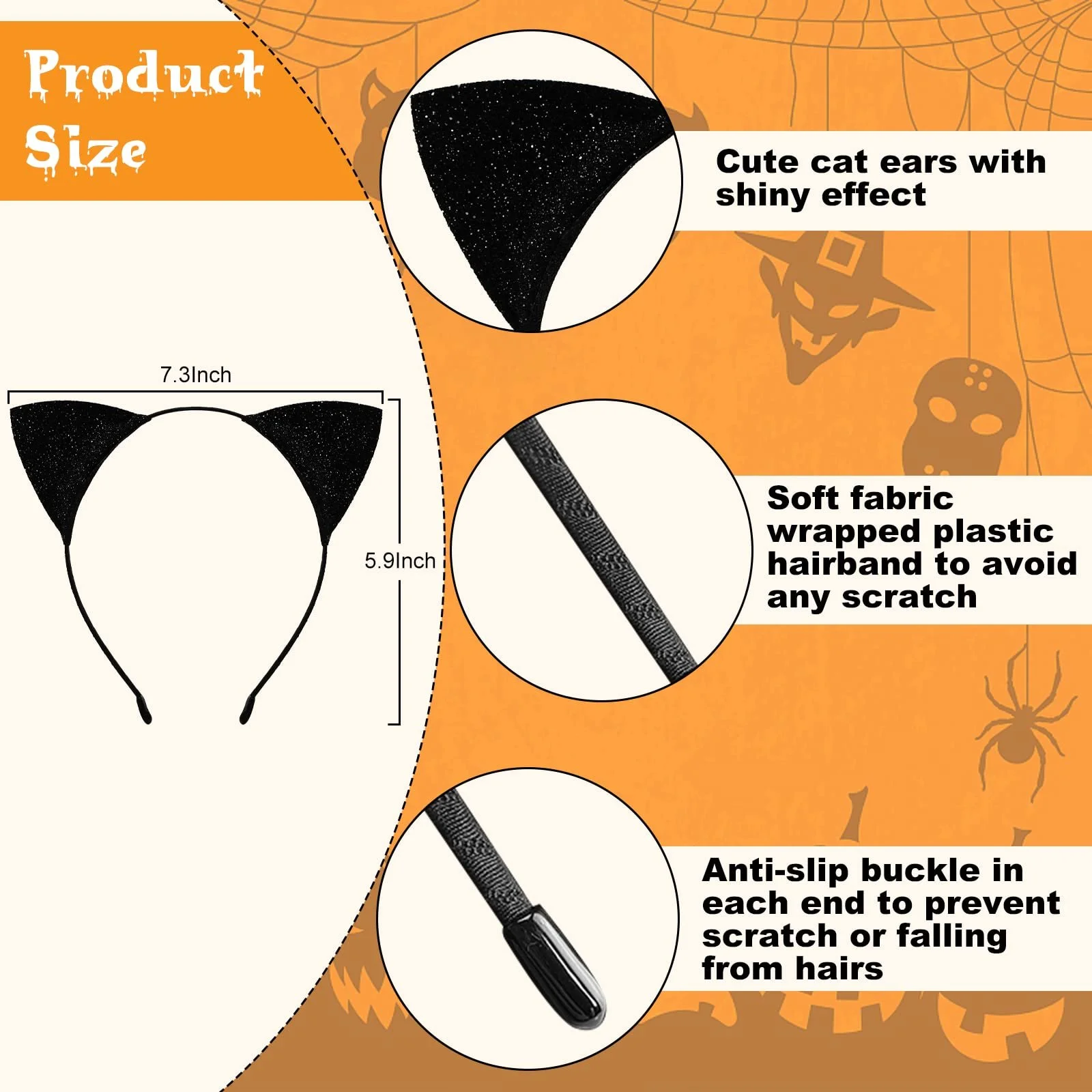 Обруч Вушка Чорного Кота для Жінок та Дівчат Блискучий, фото №3 Обруч Вушка Чорного Кота для Жінок та Дівчат Блискучий, фото №3