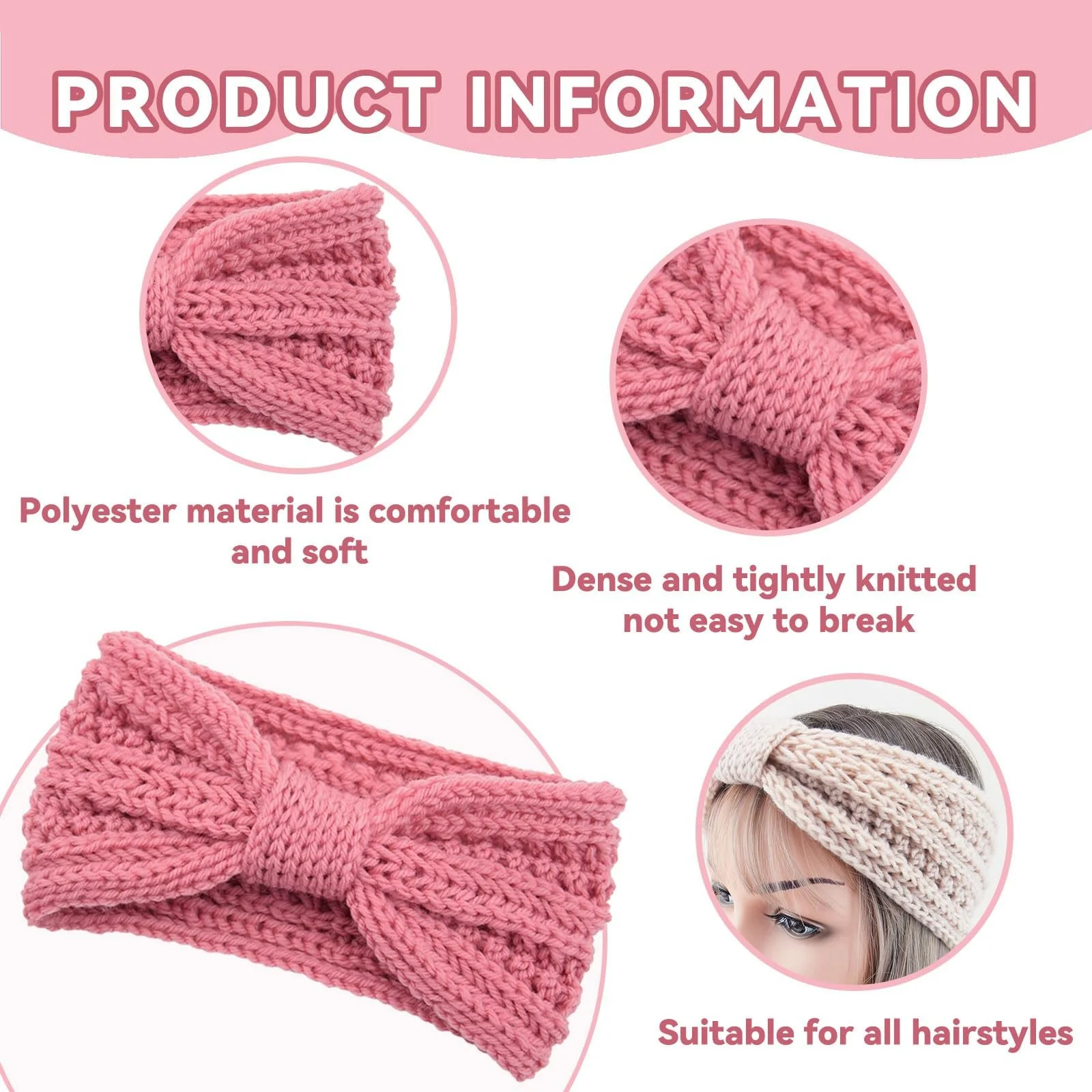 В'язана пов'язка на голову для жінок Дитячі дівчатка Осіння та зимова універсальна, фото №3 В'язана пов'язка на голову для жінок Дитячі дівчатка Осіння та зимова універсальна, фото №3