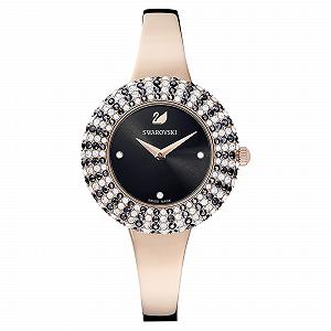 Годинник Swarovski Crystal Rose Металевий браслет Чорний Золотисто-рожевий відтінок - Фото 1