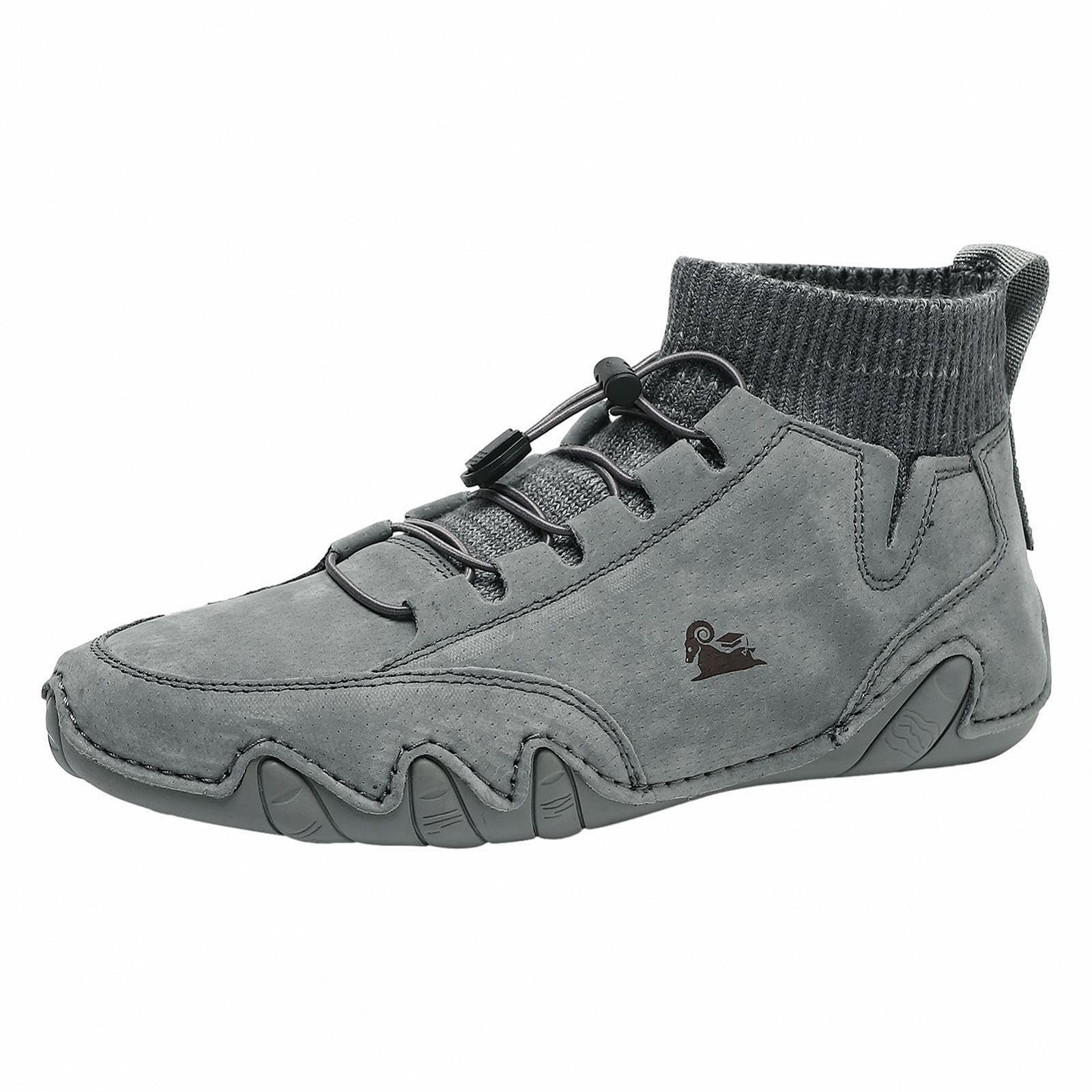 Черевики Honhoha Італійські чоловічі Waterproof - Breathable Magic Sticker Unisex Outdoor - Non-Slip High Top Leisure Trainers для чоловіків для хайкінгу, сірі, фото №8