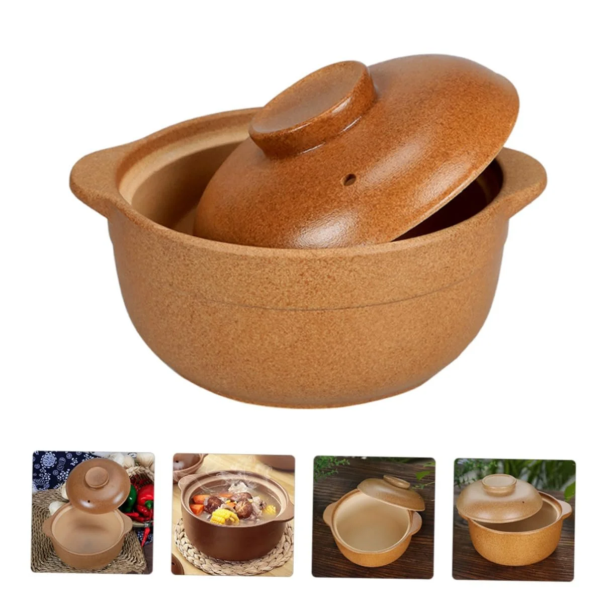 Каструля керамічна з кришкою термостійка для енергозберігаючого приготування та тушкування, фото №3