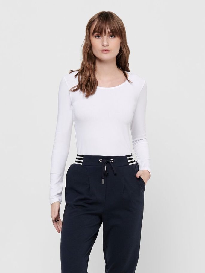 Футболка з довгими рукавами ONLLIVE LOVE LIFE L/S ONECK TOP NOOS JRS 15204712- ONLY Білий L, фото №1