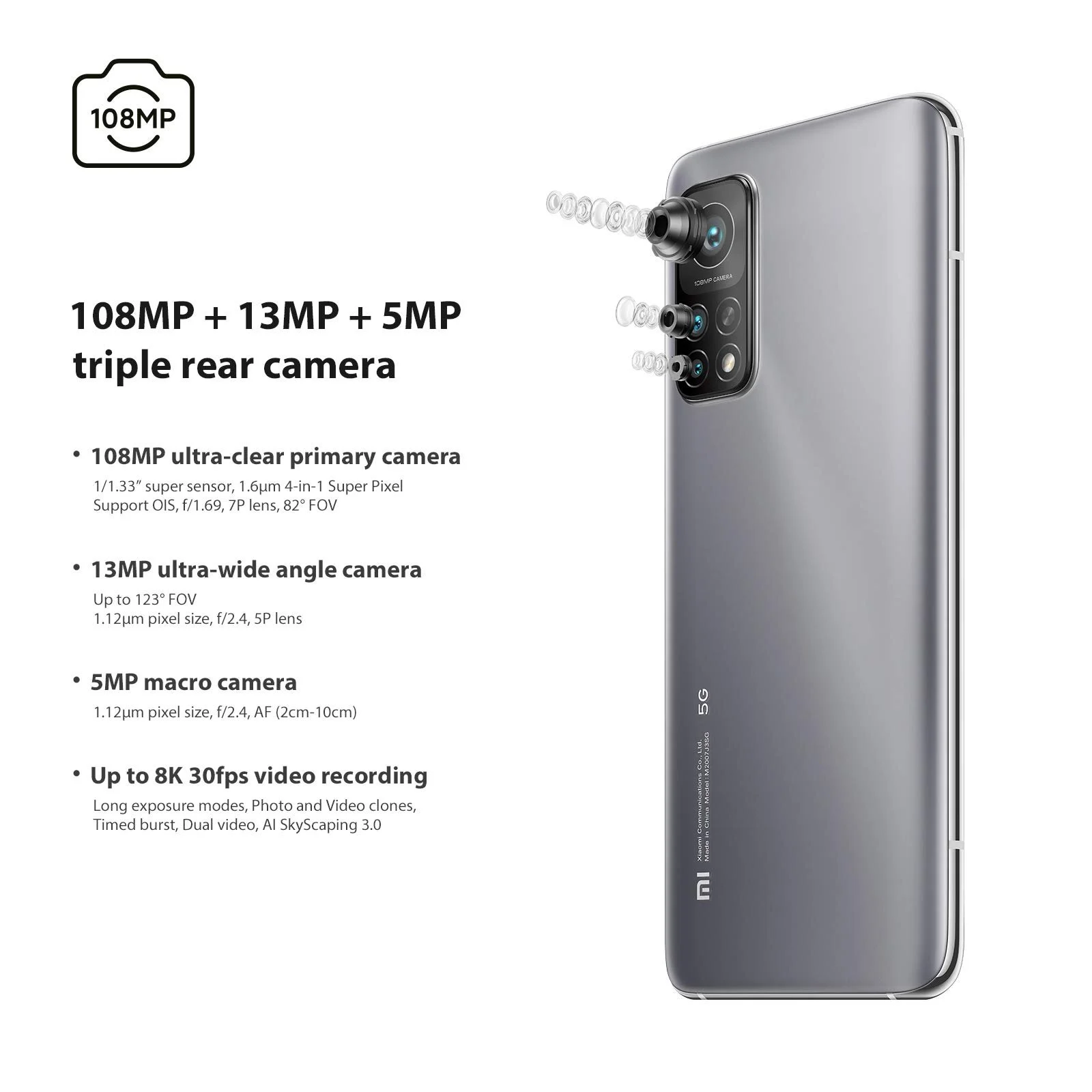 Смартфон Xiaomi Mi 10T Pro 8ГБ RAM + 128ГБ ROM Moon Silver, фото №2