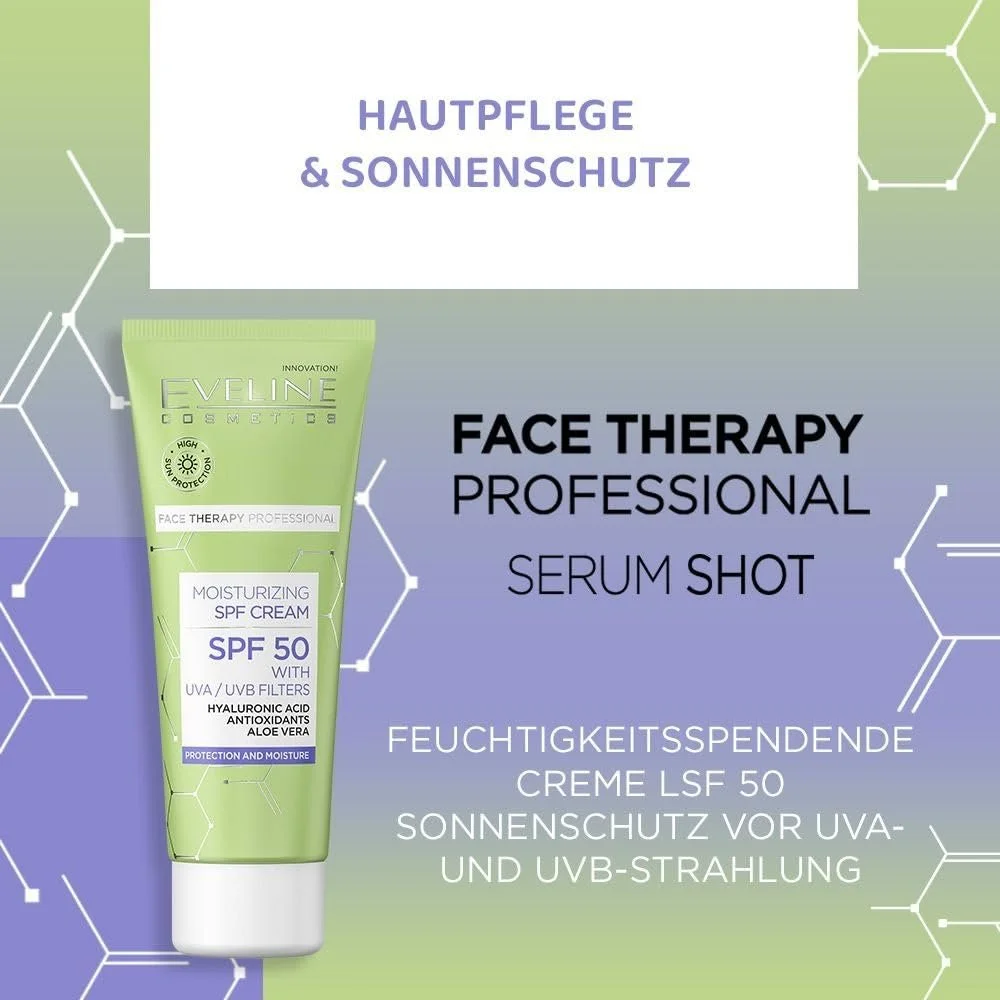 Зволожувальний крем для обличчя Eveline Cosmetics Face Therapy Professional SPF 50 антивіковий, фото №3 Зволожувальний крем для обличчя Eveline Cosmetics Face Therapy Professional SPF 50 антивіковий, фото №3
