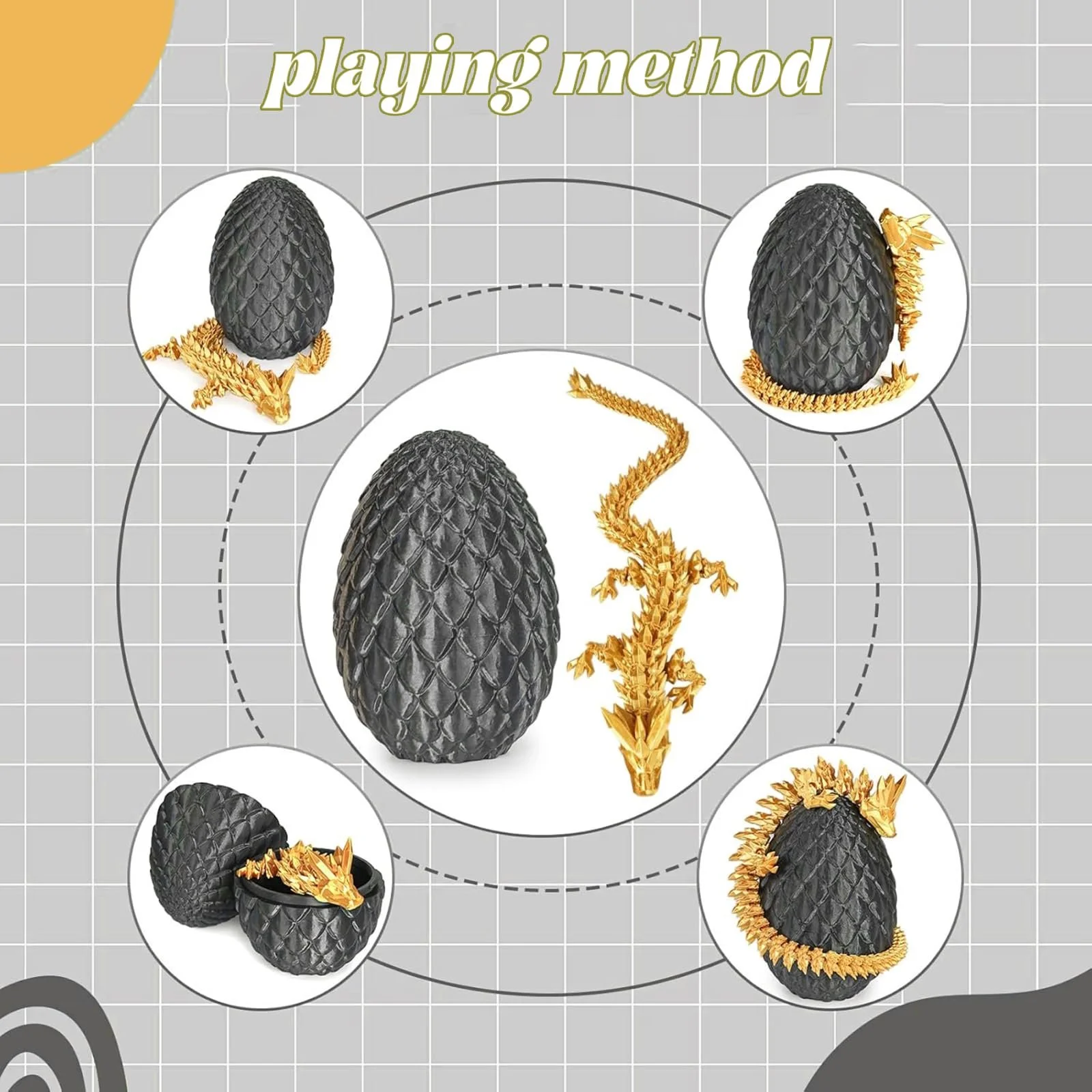 Фигурка 3D дракон с яйцом AHEJIOO 3D Dragon Egg Mystical Dragon черная, фото №5 Фигурка 3D дракон с яйцом AHEJIOO 3D Dragon Egg Mystical Dragon черная, фото №5