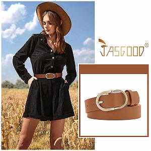 Кожаный ремень JasGood для джинсов, модный, с золотой пряжкой, для женского платья synthetic.ua - Фото 1