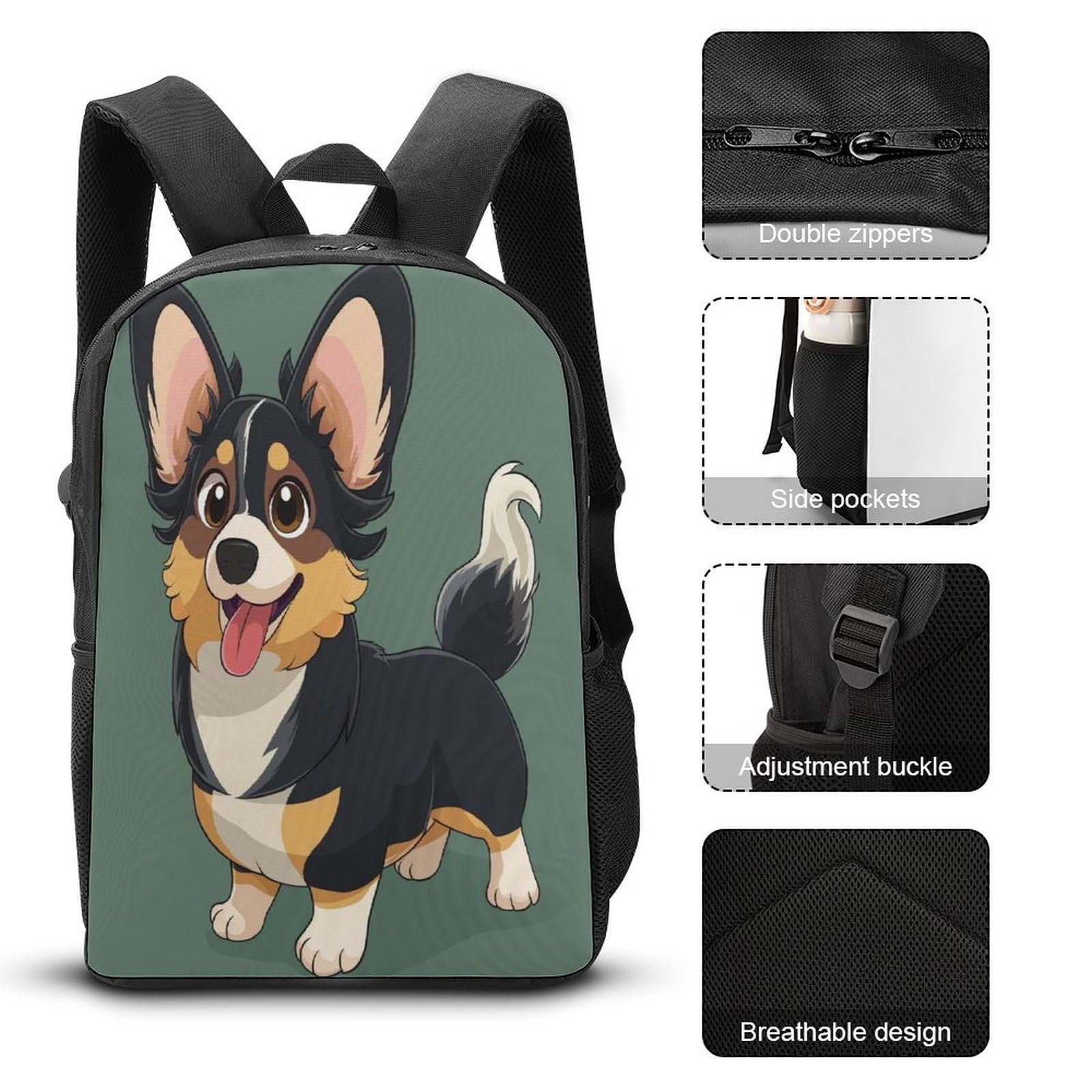 Рюкзак школьный NACHOMACHO Corgi 17 дюймов, Стиль, фото №4