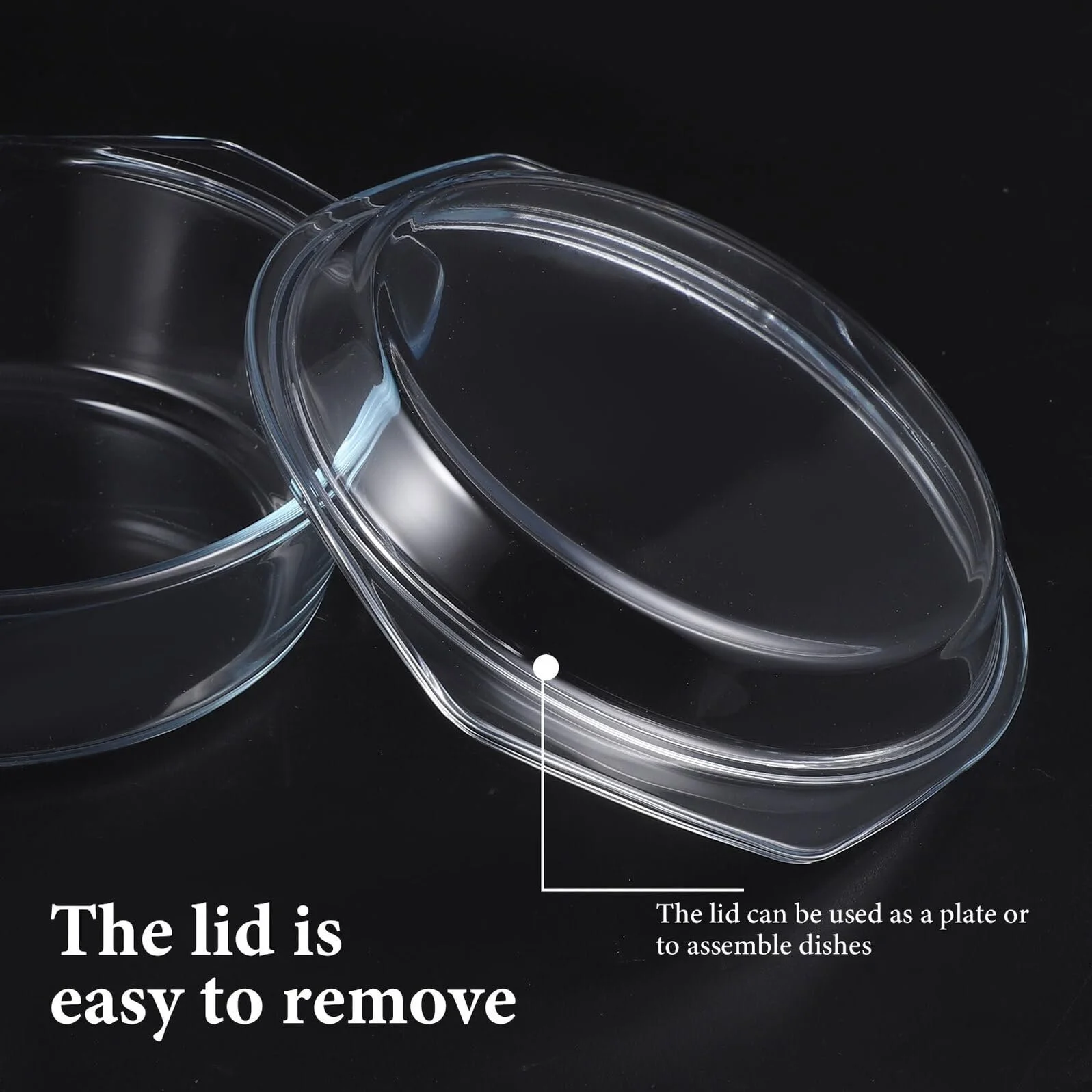 Форма для запікання скляна з кришкою кругла термостійка прозора, фото №4