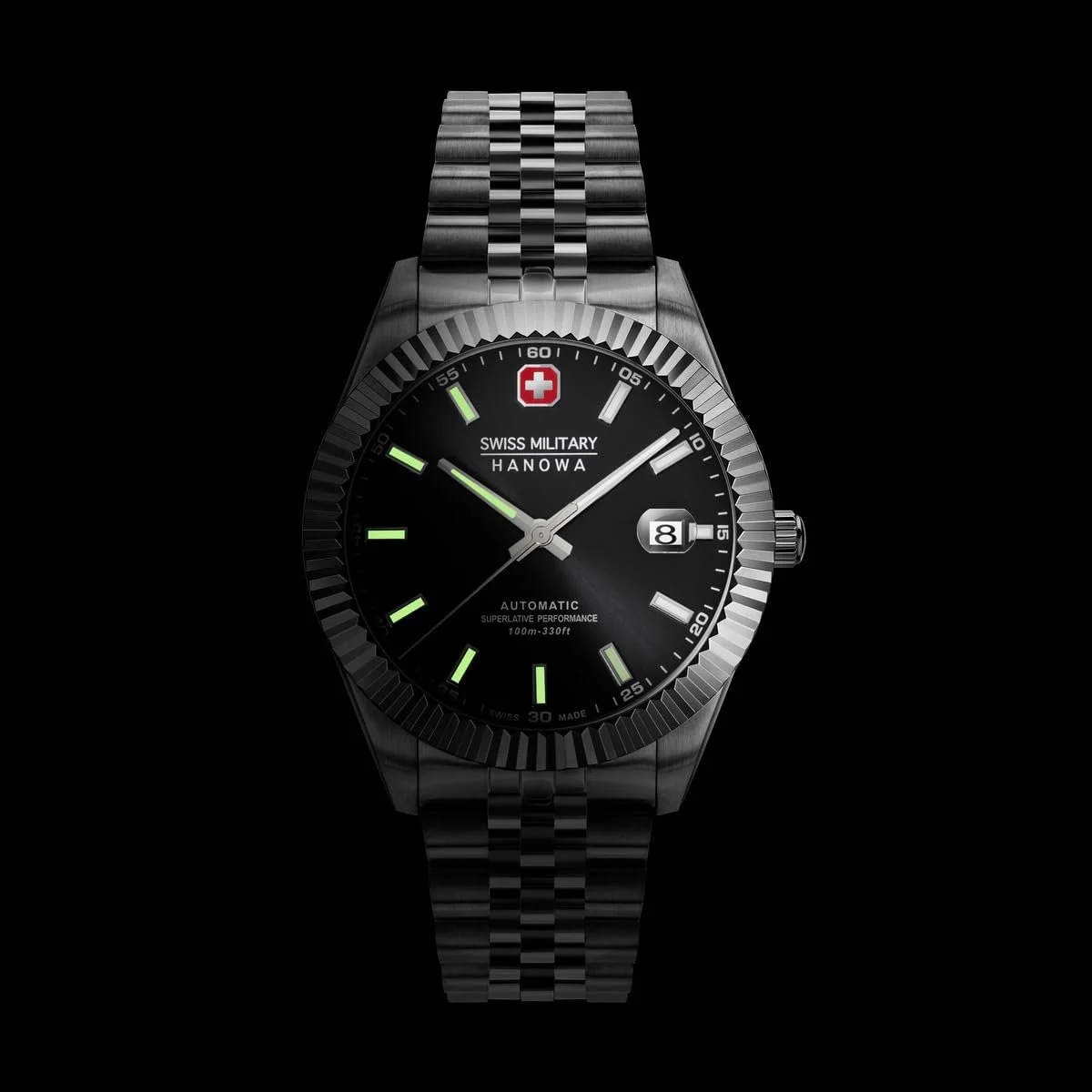 Часы Swiss Military Hanowa Automatic Diligent SMWGL0002101 Мужские, сапфировое стекло, серебристо-черный, браслет, фото №3 Часы Swiss Military Hanowa Automatic Diligent SMWGL0002101 Мужские, сапфировое стекло, серебристо-черный, браслет, фото №3