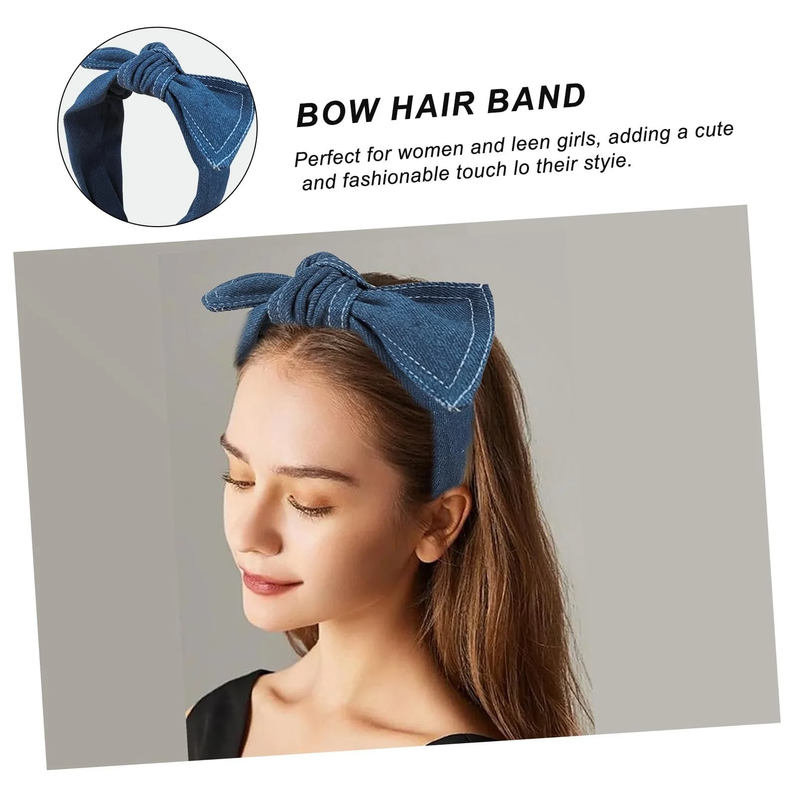 Обруч на голову Денім VASANA Синя, фото №4 Обруч на голову Денім VASANA Синя, фото №4