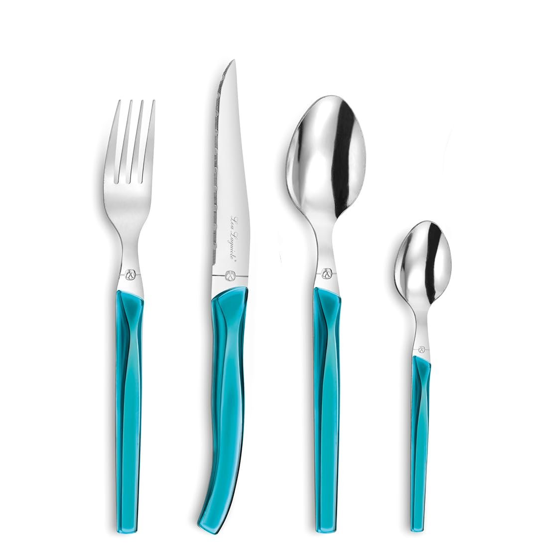 Набор столовых приборов Lou Laguiole RISING SUN на 6 персон, 24 предмета, бирюзовый, фото №1