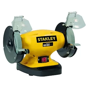 Шлифовальная машина STANLEY SXGB150E 330 Вт 2 шлифовальных диска диаметр 150 мм основание из чугуна зернистость 36 и 60 - Фото 1