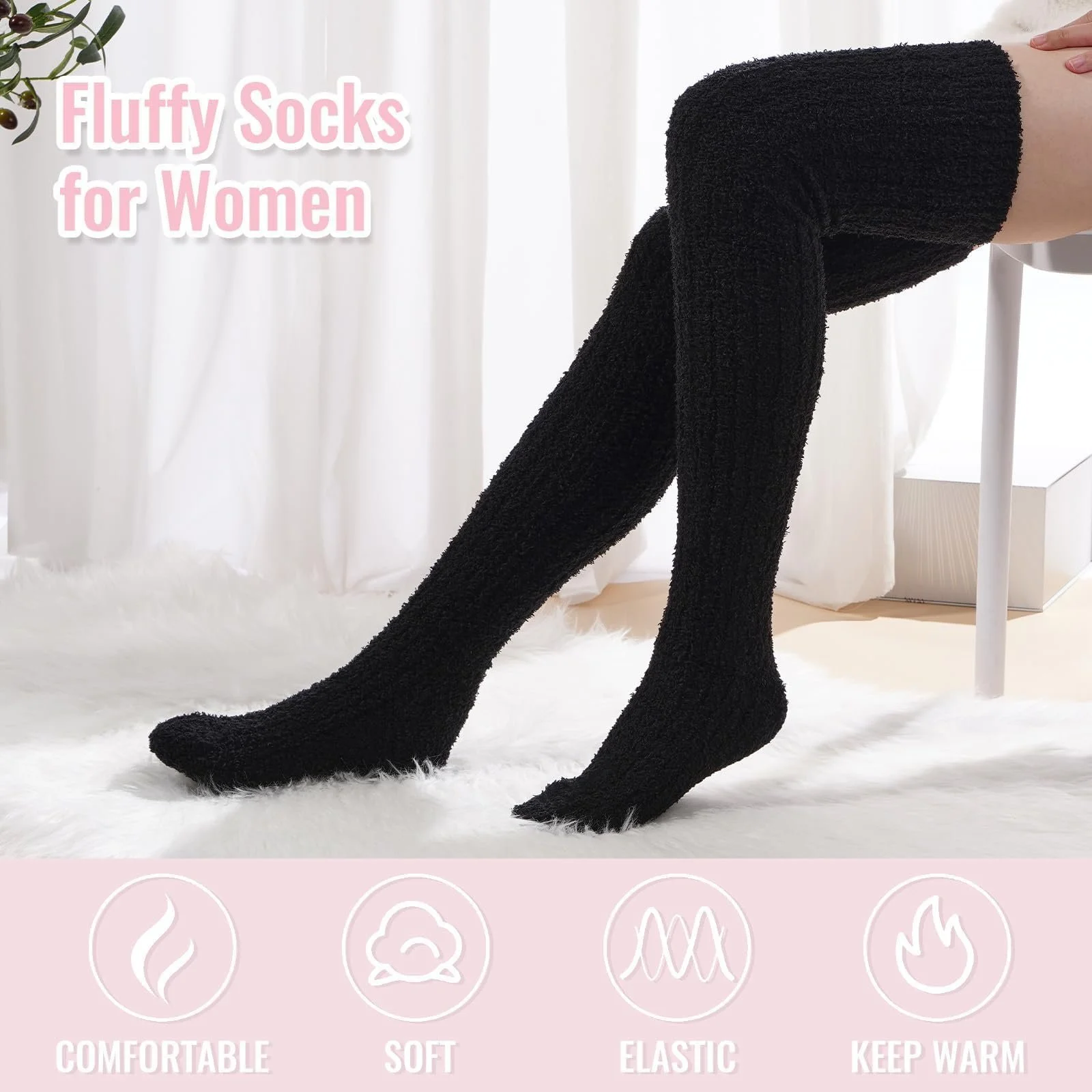 Гольфы Moon Wood Высокие Коралловый Флис Вязаные, фото №4