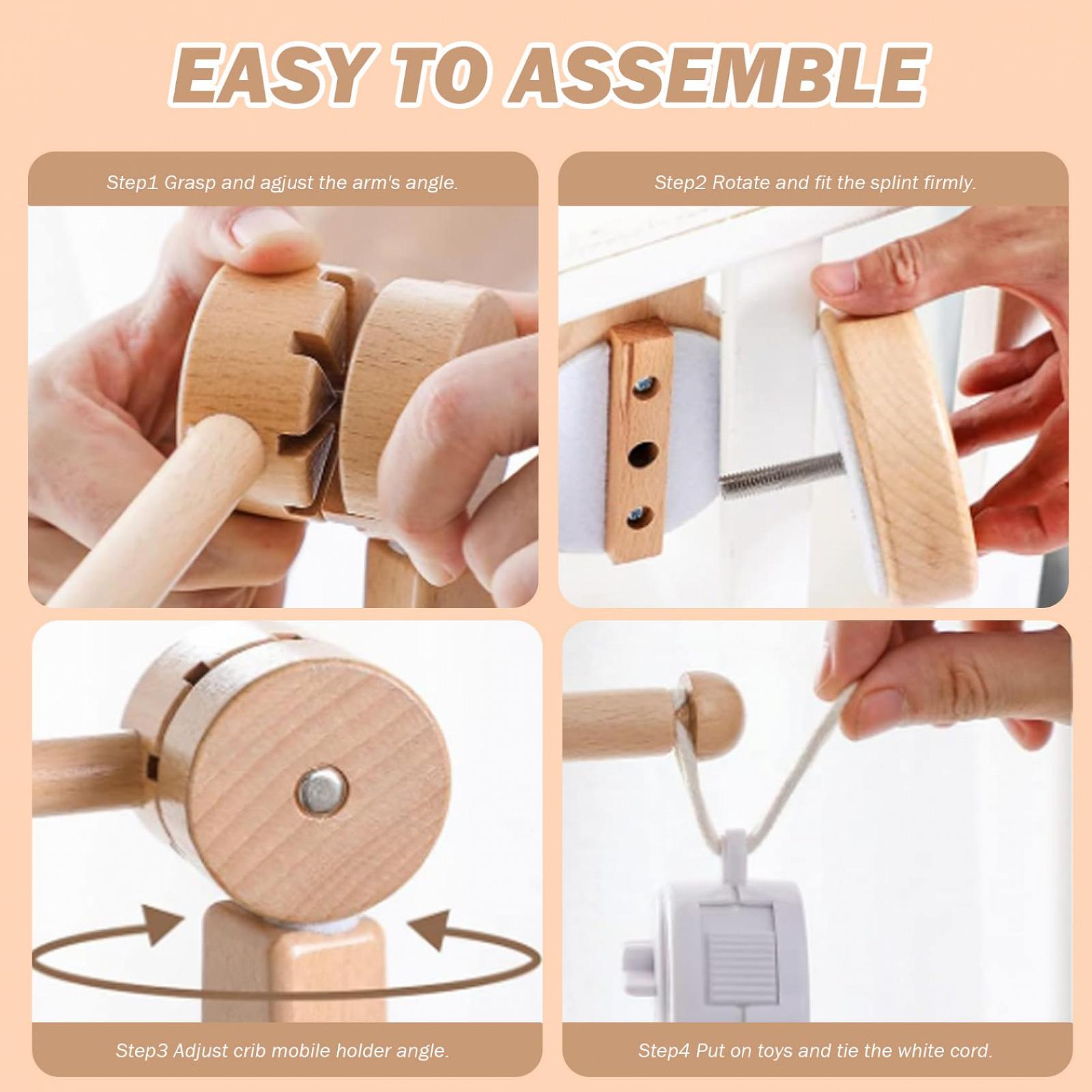 Держатель Baobiutin Crib Mobile Arm 21 Mobile Holder для детских кроваток регулируемый деревянный держатель, фото №4