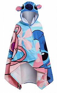 Пляжное пончо с капюшоном Disney Stitch Fishing, 100% хлопок, детское полотенце для ванны, халат для детей - Фото 1