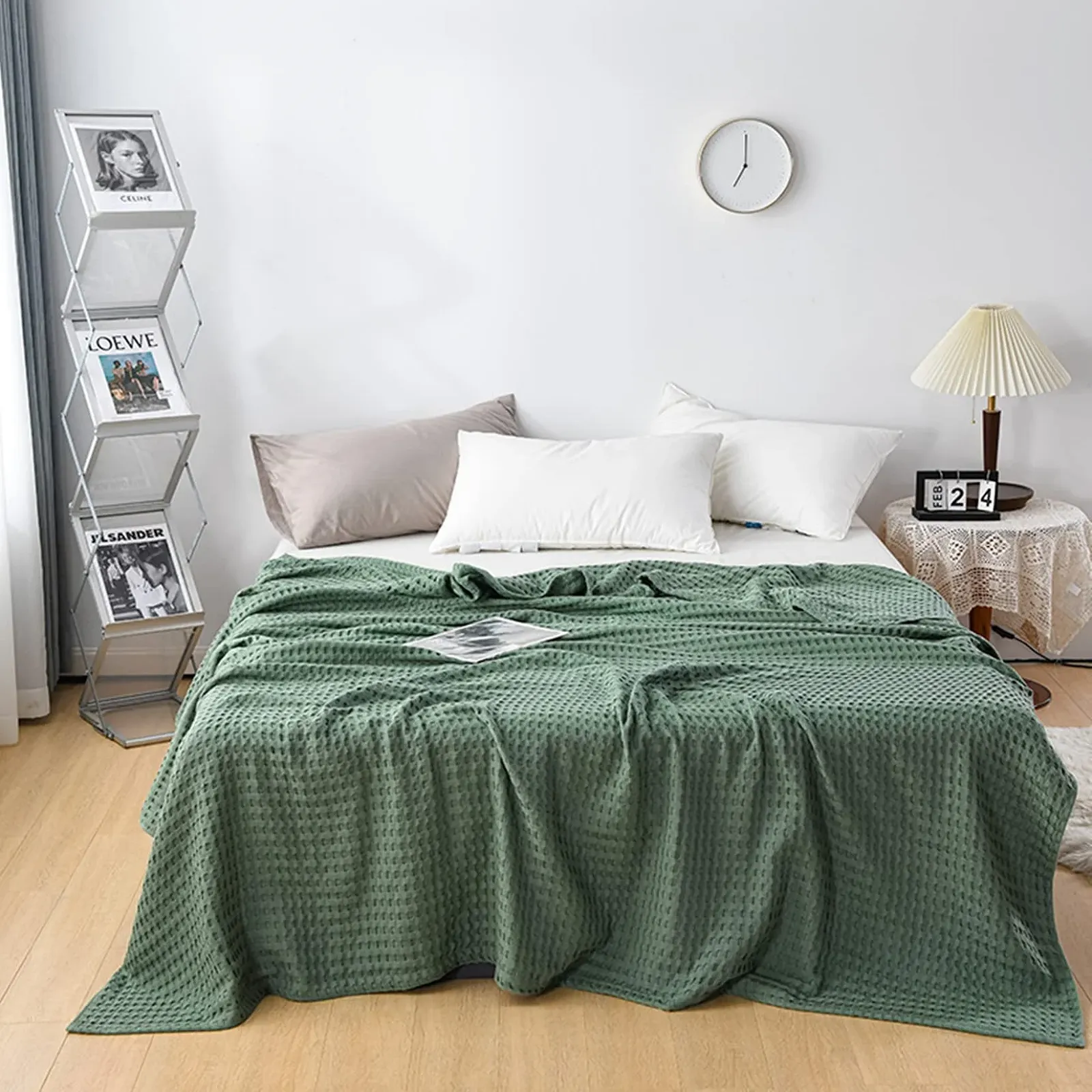 Покривало Вафельний піке Hayisugal Бавовна Зелений 150 x 200 см, фото №3