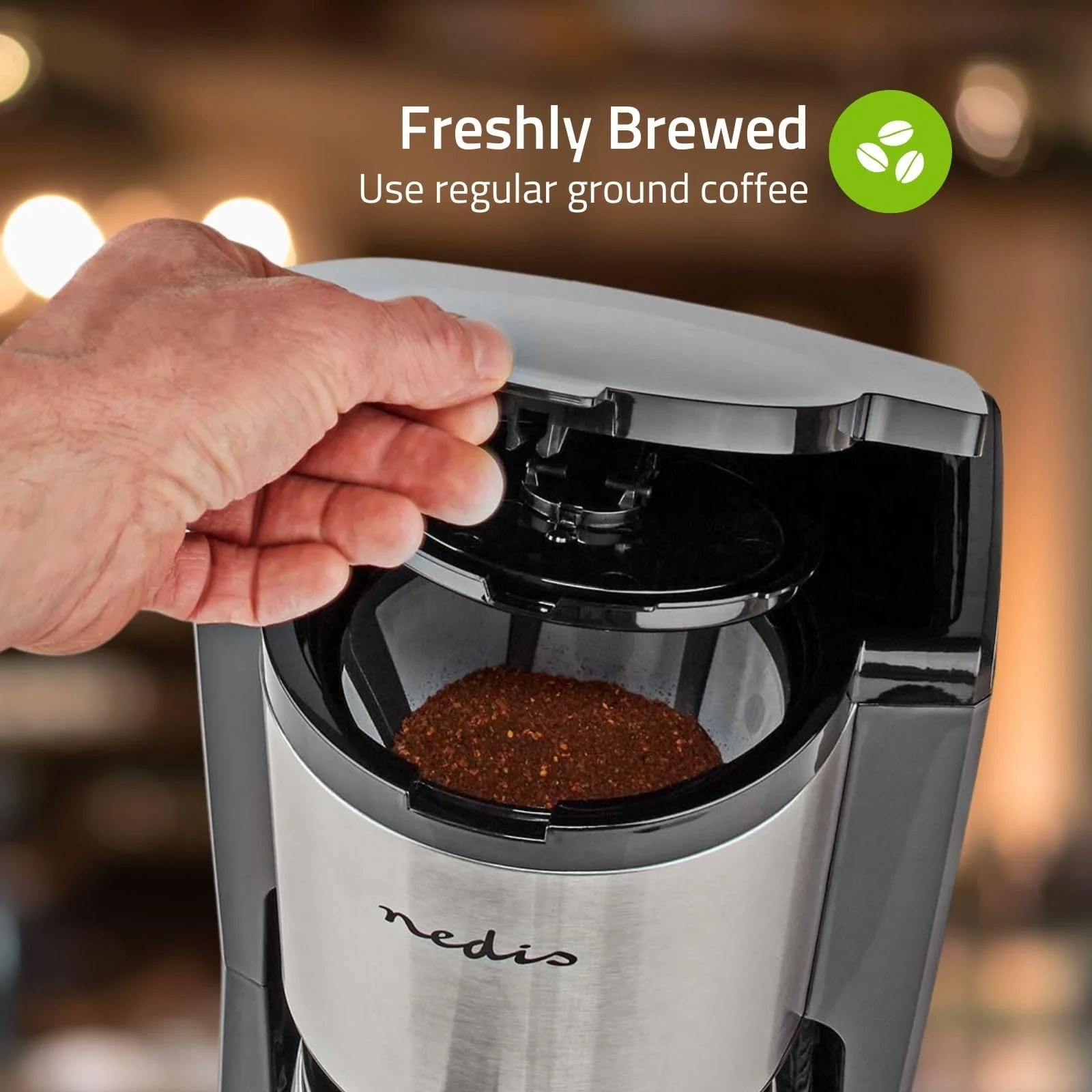 Капельная кофеварка Nedis 1,5 л 12 чашек Черный/Серебристый, фото №6